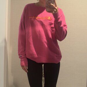 Champion Size Large Pink Embroidered Crewneck
